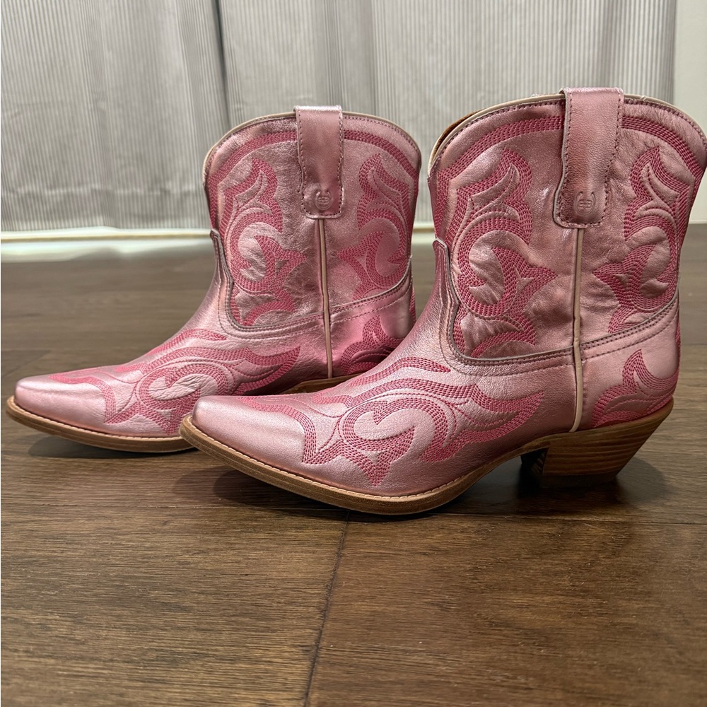 Pink Metallic Booties